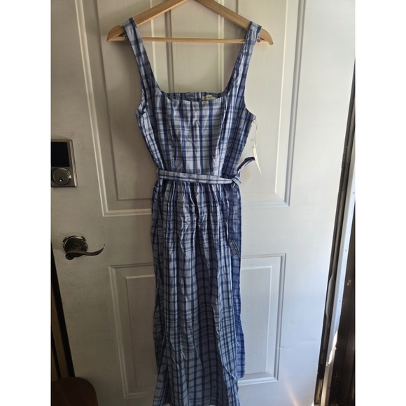 Free Assembly Dresses & Skirts - Free Assembly Women's S 4/6 Blue Checker Dress Belt Pockets CottageCore Prairie